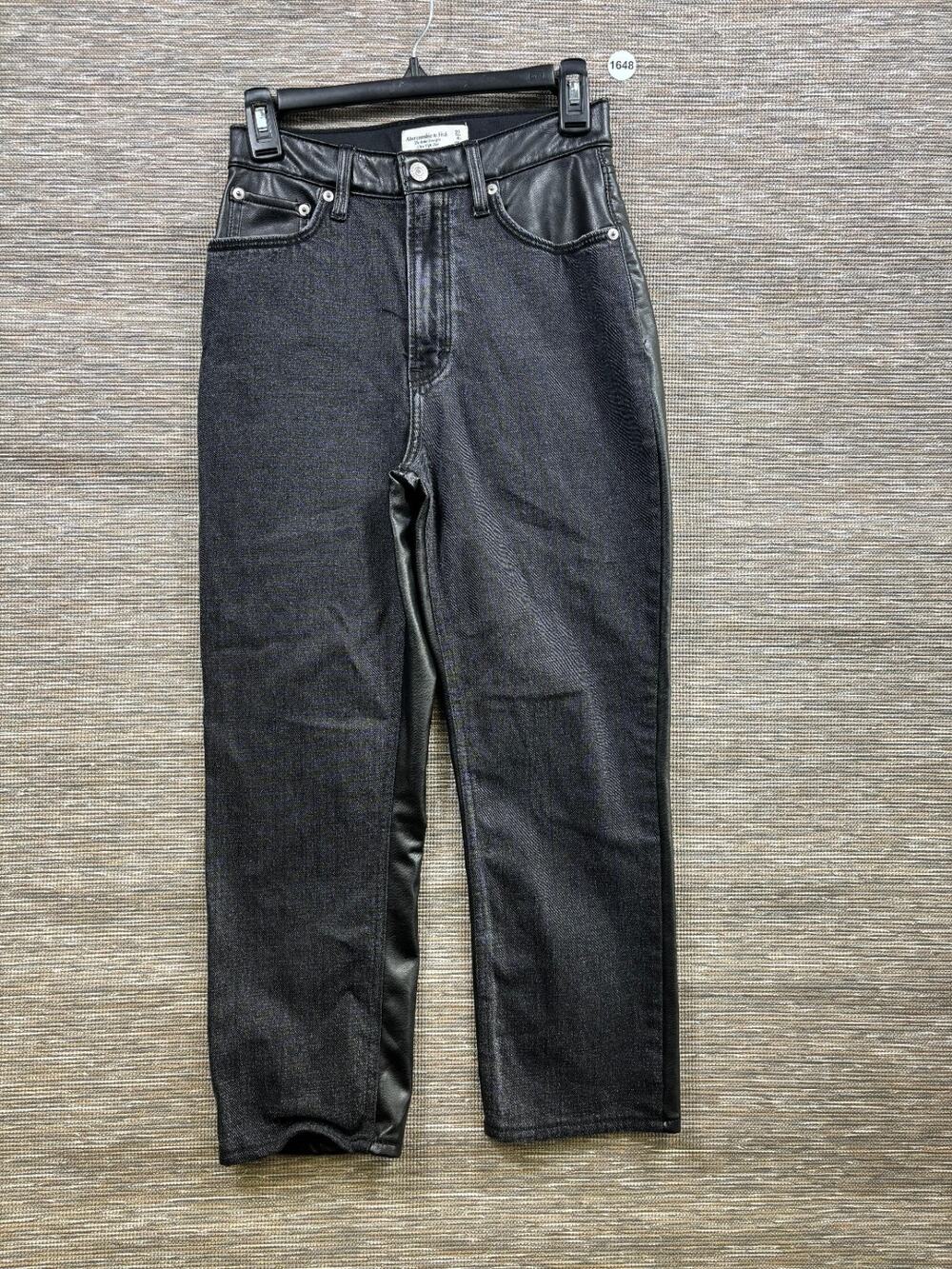 Abercrombie & Fitch The Ankle Straight Ultra High Rise Black Denim Jeans 27/4S